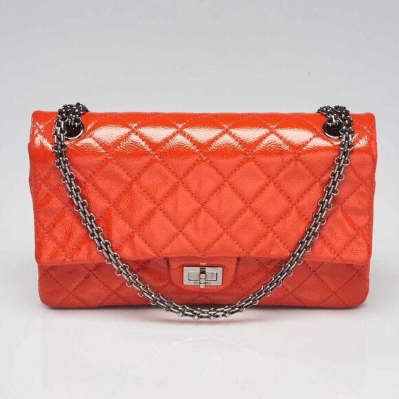 Chanel Orange 2.55 Reissue Quilted Patent Caviar Leather 226 Flap Bag - Picture 1 of 12